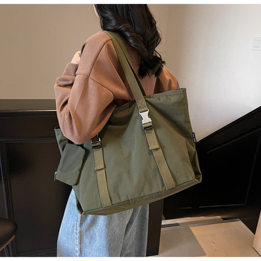 Green Women's Large Capacity Nylon Tote Bag - Stylish Casual Shoulder & Crossbody Bag with Detachable Pouch V888-ELOSUNG32140