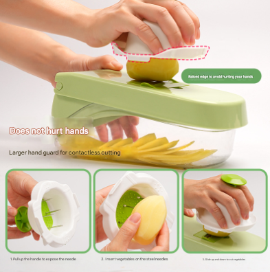 Green Versatile 14-in-1 Vegetable Chopper & Slicer Set - Multi-functional Kitchen Mandoline Dicer & Grater V888-ELOSUNG32142