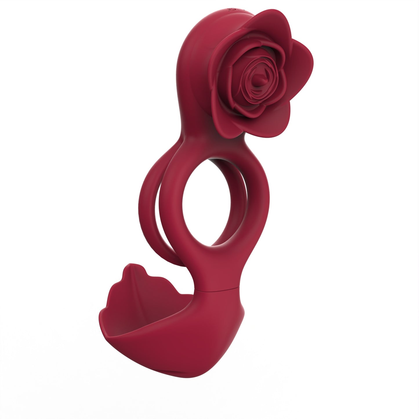 Red Romantic Rose Dual Motor Vibrating Couples Pleasure Ring - Rechargeable Silicone Enhancer V888-ELOSUNG32162