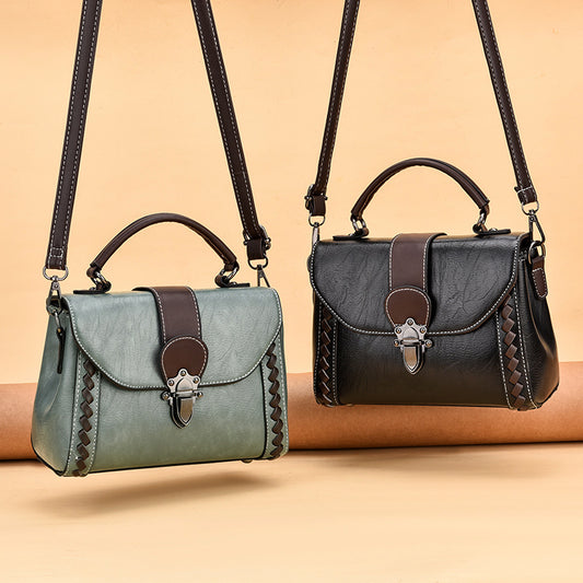 Black Elegant Women's PU Leather Top Handle Satchel - Versatile Crossbody Bag with Classic Clasp & Braided V888-ELOSUNG32200