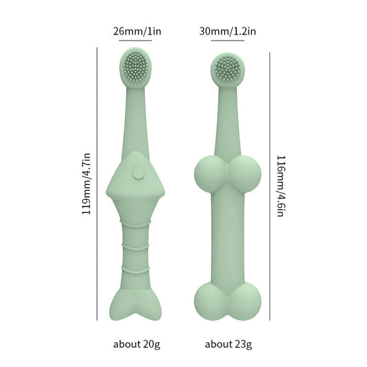 6 x Silicone Pet Toothbrush (3 Fish shape and 3 Bone shape) Beige Gentle Food-Grade Silicone Pet Toothbrush - V888-ELOSUNG32210