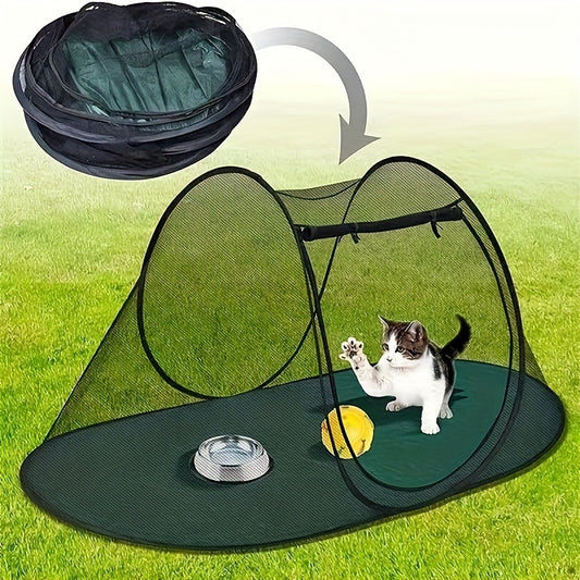 Black Portable Pop-Up Pet Tent - Lightweight Foldable Outdoor Enclosure for Dogs & Cats, Breathable Mesh V888-ELOSUNG32275