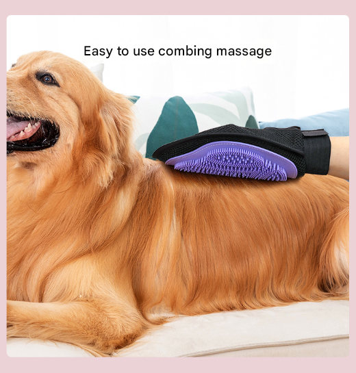 Purple 3-Pack Gentle Pet Grooming Glove - Deshedding, Bathing & Massage Mitt for Dogs & Cats, Breathable & V888-ELOSUNG32327