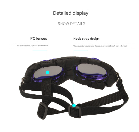 Black Frame Black Film Retro Pet Goggles - UV Protection Sunglasses for Small Medium Dogs & Cats, Windproof V888-ELOSUNG32391