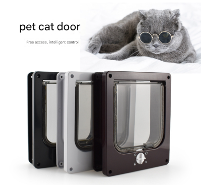Size L Black 4-Way Locking Pet Flap Door for Cats and Small Dogs - Weatherproof Magnetic Cat Door V888-ELOSUNG32889
