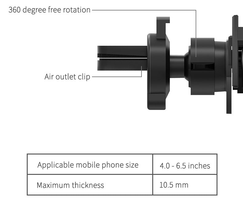 Black Creative Bat-Style Gravity Car Phone Mount - Secure Air Vent Holder with 360 Rotation V888-ELOSUNG32969