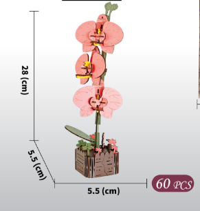 DIY 3D Wooden Butterfly Orchid Puzzle - 60-Piece Kids' Craft Toy V888-ELOSUNG33049