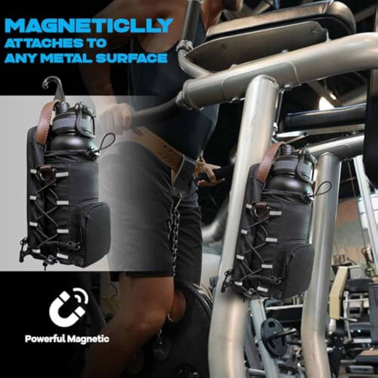 Waterproof Fitness Water Bottle Holder Bag with Adjustable Strap - Black Gym Crossbody V888-ELOSUNG33066