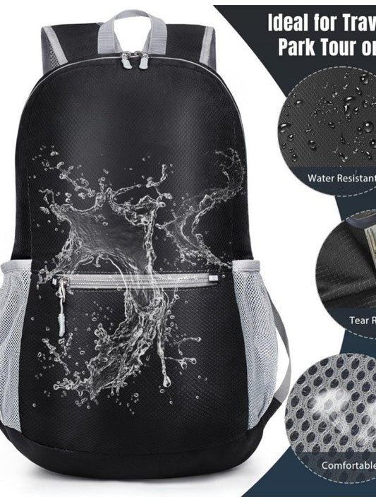 Black Ultra-Light Foldable Outdoor Backpack - Portable Travel Hiking Bag V888-ELOSUNG33070
