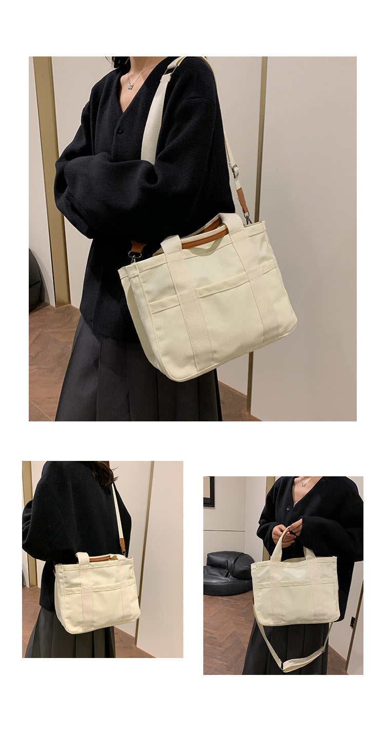 White Stylish Multi-Functional Mommy Diaper Bag - Durable Canvas Tote V888-ELOSUNG33152