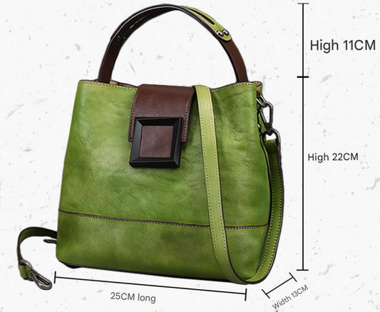 Vintage Green Leather Handbag - Elegant Multi-Functional Design V888-ELOSUNG33156