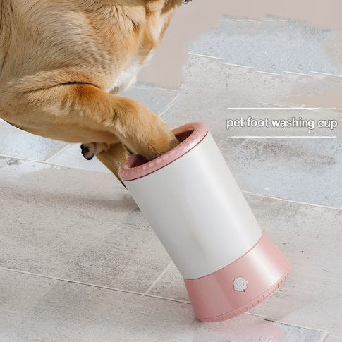 Blue-white Portable Dog Paw Cleaner - Gentle Silicone Pet Foot Washer Cup for Muddy Paws V888-ELOSUNG33209