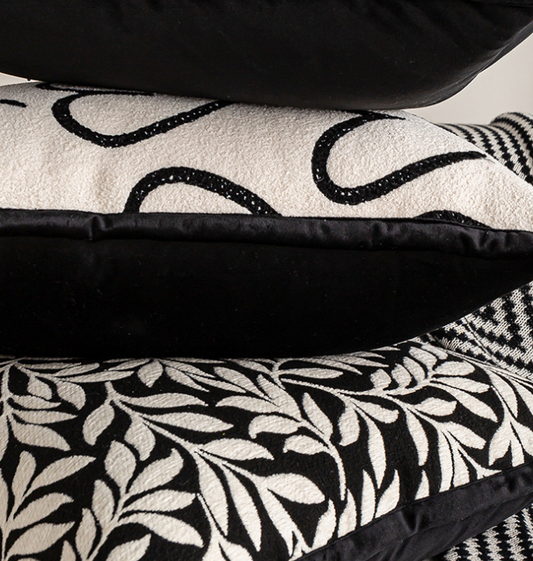45*45cm Umbrella Pattern Elegant Two-Piece INS-Style Jacquard Pillow Covers - Black & White Sofa Decor V888-ELOSUNG33313