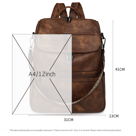 Black Stylish Anti-Theft Backpack for Women - Vintage PU Leather Convertible Rucksack & Shoulder Bag V888-ELOSUNG33377