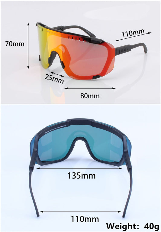Grey Frame Tea Chips Oversized Shield Cycling Sunglasses - Wide Vision UV400 Sports Eyewear for Road & MTB V888-ELOSUNG33685