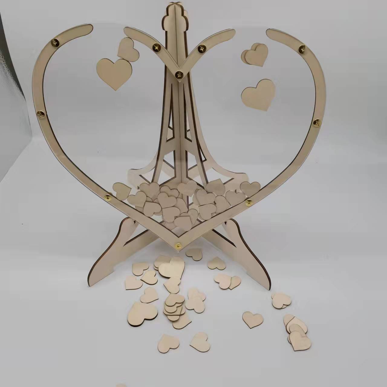 Rustic Wooden Heart Drop Box Guest Book - Eiffel Tower Frame for Wedding Signatures V888-ELOSUNG33700