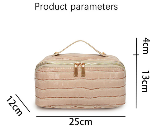 Black Chic Croc-Embossed Travel Makeup Case Large Capacity Cosmetic Organizer Bag V888-ELOSUNG33753