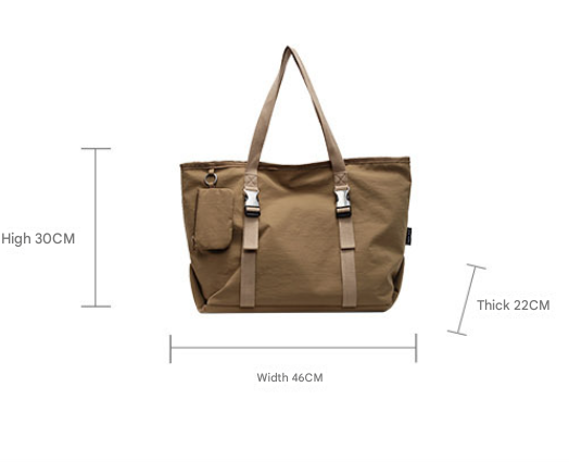Beige Modern Utility Tote Bag for Women - Large Capacity Shoulder Bag with Detachable Pouch for Work, School V888-ELOSUNG33904