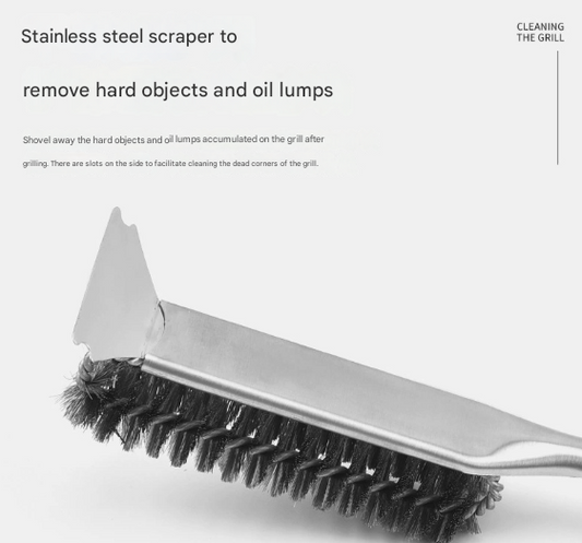 Stainless Steel Handle Heavy Duty BBQ Grill Brush - Stainless Steel Wire Cleaner with Scraper for Effortless V888-ELOSUNG33923