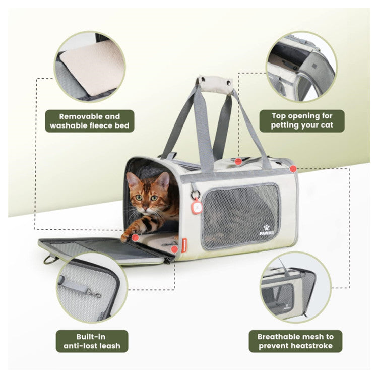 Gray Green Lightweight Foldable Pet Carrier with Straps V888-ELOSUNG34038