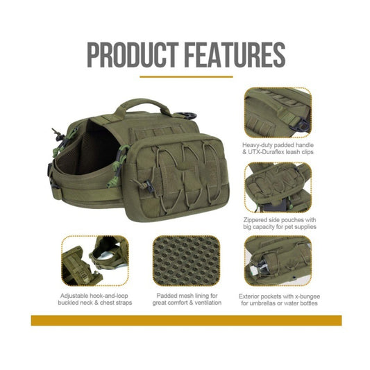 Black Durable Dog Saddle Bag Harness for Outdoor Adventures V888-ELOSUNG34059