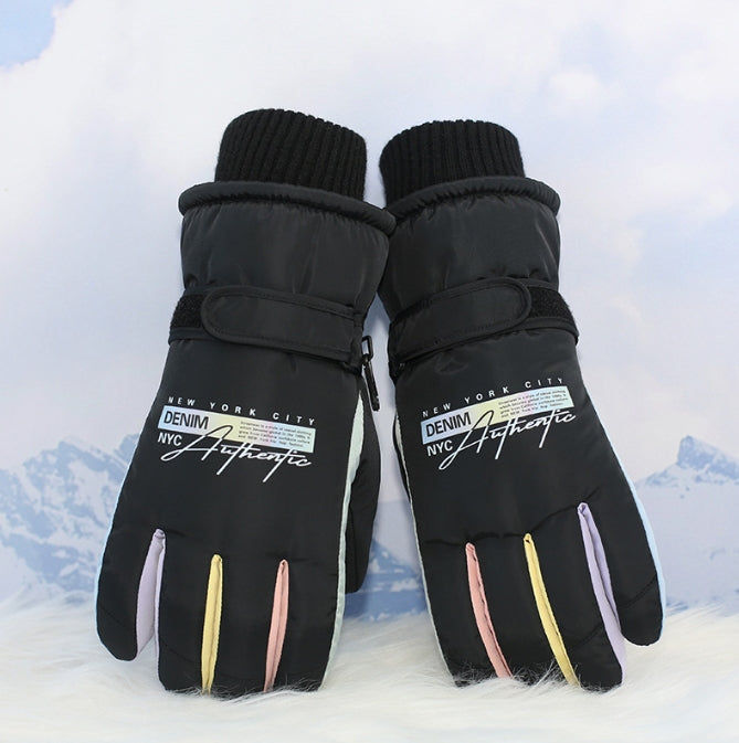 Black Women's Warm Winter Ski Gloves - Waterproof & Windproof Touchscreen Gloves for Snow Sports V888-ELOSUNG34153