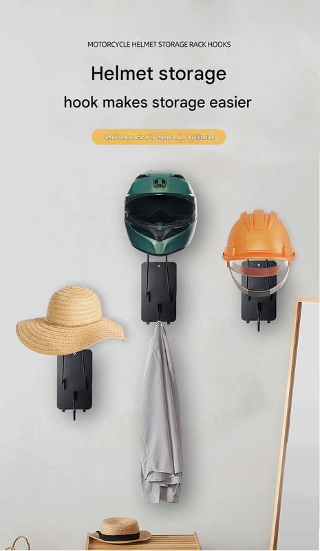 Wooden type Wall Mounted Motorcycle Helmet Holder - Heavy-Duty Gear Rack with Jacket Hook for Helmets, Coats V888-ELOSUNG34185