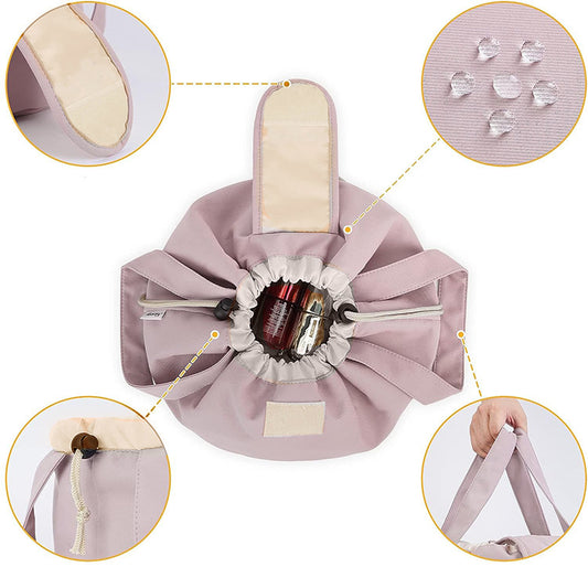 Blue New Large Capacity Portable Drawstring Makeup Bag - Travel Toiletry Bag with Fashionable Cosmetic Brush V888-ELOSUNG34250