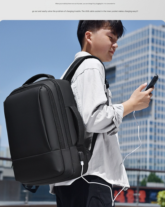 Black Expandable Business Laptop Backpack with USB Charging Port - Large Capacity Work & Travel Bag for 15.6 V888-ELOSUNG34336