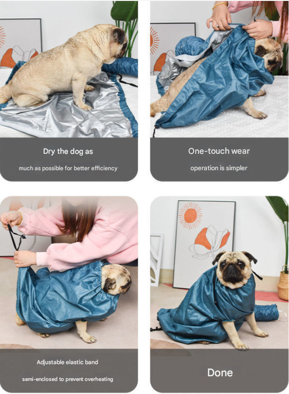 Portable Pet Grooming Dryer Bag - Hands-Free Quick-Drying Coat for Dogs & Cats After Bath(Size L) V888-ELOSUNG34386
