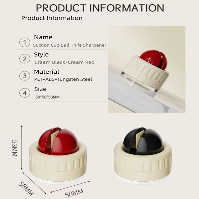 Two red pieces and two black pieces Powerful Suction Kitchen Knife Sharpener - Tungsten Steel Fast Sharpening V888-ELOSUNG34802