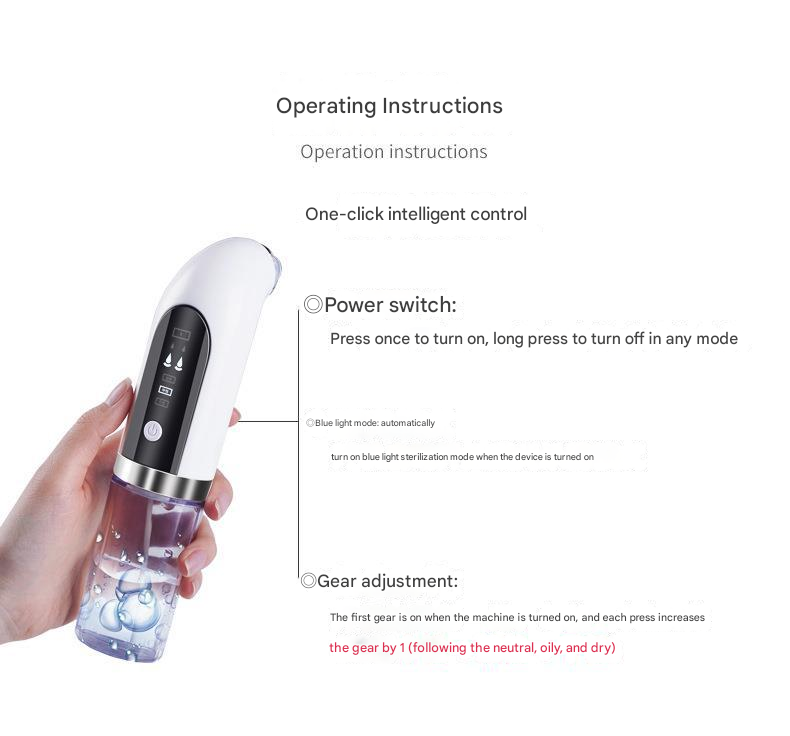 White Hydro-Dermabrasion Blackhead Remover Vacuum - Rechargeable Pore Cleanser & Oxygen Infusion Device V888-ELOSUNG34966