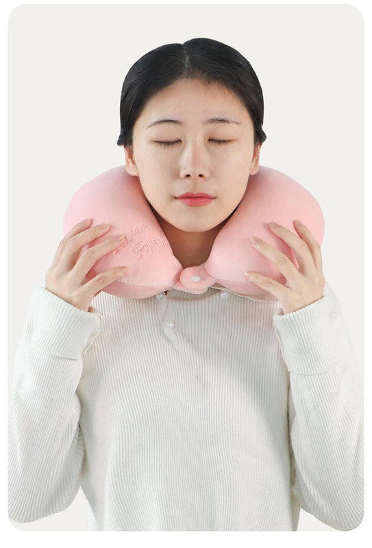 2-in-1 Convertible Eye Mask & Travel Neck Pillow Set - Plush Fabric with Snap Closure(brown) V888-ELOSUNG35239