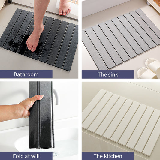 Collapsible Diatom Mud Bath Mat - Quick Dry, Non-Slip, Odor-Free Absorbent Pad(dark grey) V888-ELOSUNG35393