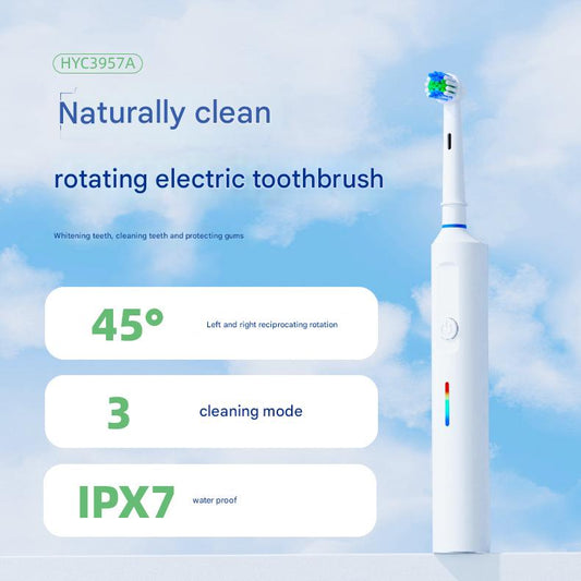 Rotating Electric Toothbrush with 3D Cleaning Action - 3 Modes, IPX7 Waterproof, with Travel Case & 6 Brush V888-ELOSUNG35586