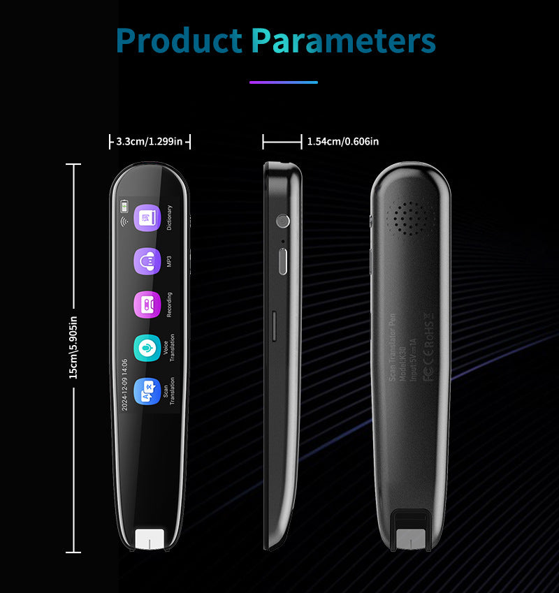 Smart AI Scan & Voice Translator Pen - 112+ Languages, Offline Mode, HD Touchscreen & Dictionary(black) V888-ELOSUNG35609