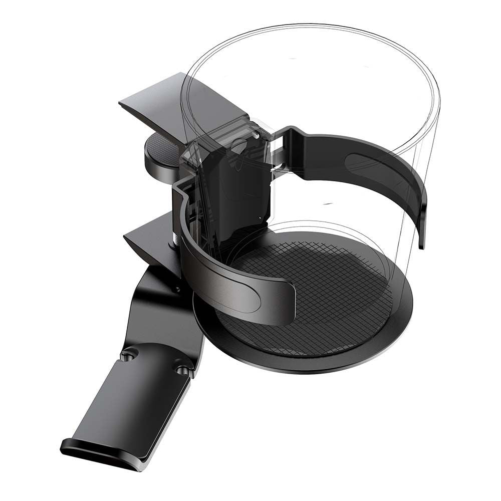 Two desktop clip-on cup holders and headphone hanger - adjustable, non-slip silicone, maximum load 15KG(black) V888-ELOSUNG35654