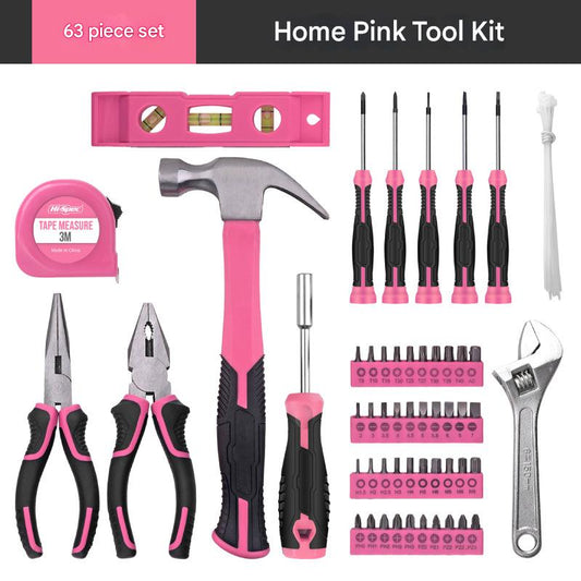 63-Piece Essential Home Repair Tool Kit with Portable Zipper Case(pink) V888-ELOSUNG35759