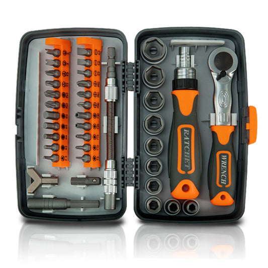 38-Piece Ratchet Screwdriver & Socket Wrench Set - Professional Multi-Bit Repair Tool Kit with Portable V888-ELOSUNG35761