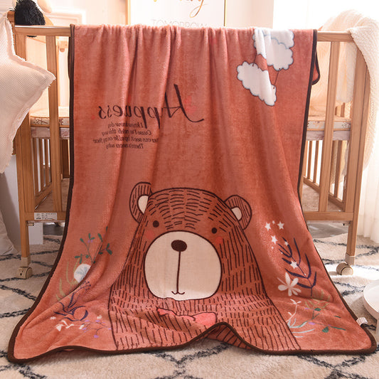 Ultra-Soft Kids Plush Fleece Blanket - Cozy Cartoon Animal Throw for All Seasons (Bear) V888-ELOSUNG35763