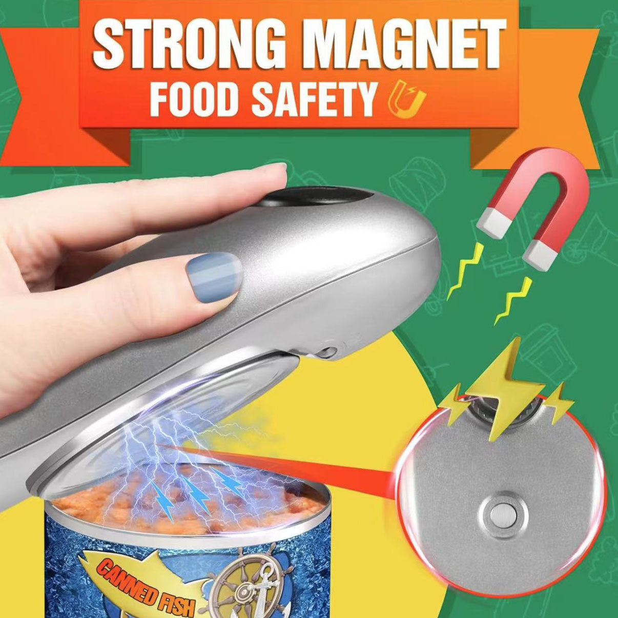 2pc One-Touch Electric Can Opener - Automatic Hands-Free Operation with Safety Smooth Edge(silver) V888-ELOSUNG35833