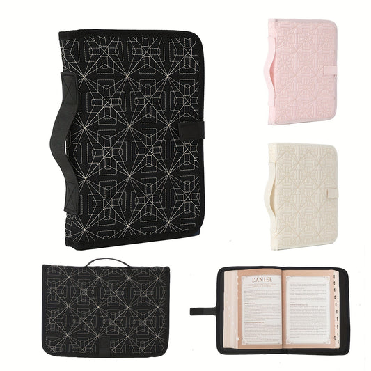 Beige Elegant Quilted Bible Cover - Protective Book Case with Carry Handle V888-ELOSUNG36035