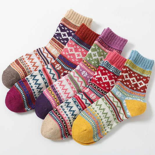 Random Color 10-Pair Women's Vintage Winter Socks - Surprise Mystery Box Bundle V888-ELOSUNG36085