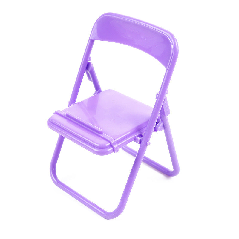 Color Mixing Adorable Mini Folding Chair Phone Stand - 4 Pack Cute Desktop Holder for Hands-Free Viewing V888-ELOSUNG36159