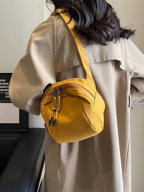 Yellow Lightweight Canvas Crossbody Bag - Minimalist Casual Shoulder Satchel with Adjustable Strap V888-ELOSUNG36221