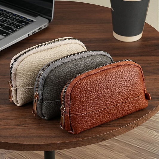 3 Pcs Beige Elegant Faux Leather Coin Purse - Mini Zipper Pouch & Compact Card Holder Wallet V888-ELOSUNG36331