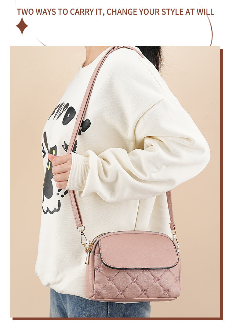Red Chic Quilted Crossbody Bag - Multi-Compartment PU Leather Shoulder Purse V888-ELOSUNG36485