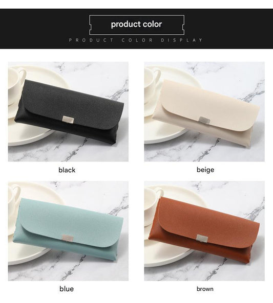 Beige Sleek PU Leather Eyeglass Pouch Set (3-Pack) - Slim Protective Case for Sunglasses V888-ELOSUNG36507