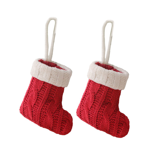 Christmas Decoration Mini Knitted Stockings Cutlery Holders 8 Pack for Home Party Decor(Tableware not V888-ELOSUNG36572
