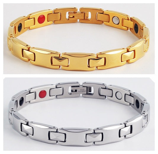Silver Women's Titanium Steel Magnetic Bracelet with Negative Ions and Germanium Elements V888-ELOSUNG36599